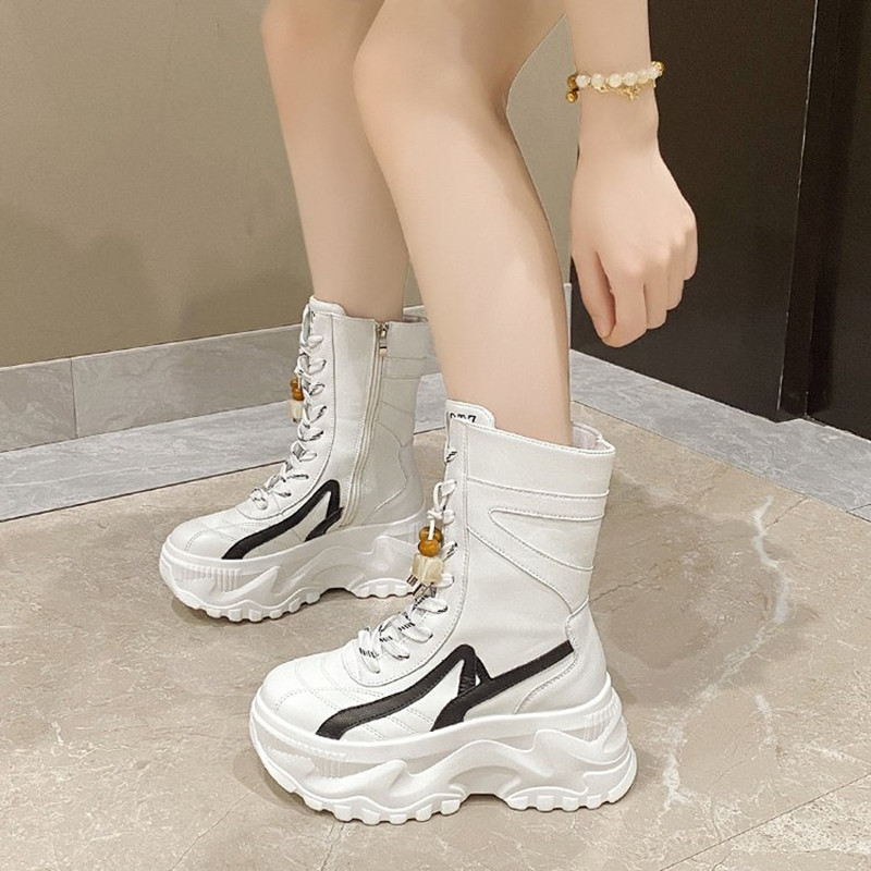 New Women 8CM Chunky Mid-Calf  - Motorcycle Chain recension och pris