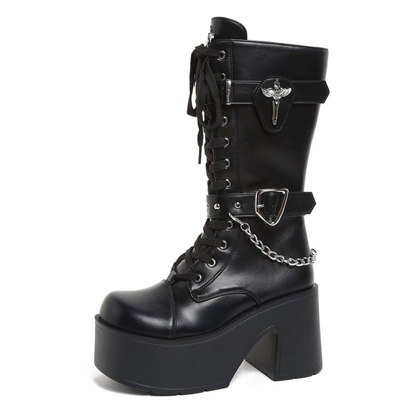 Goth Platform Chunky High Heel - Motorcycle Chain recension och pris